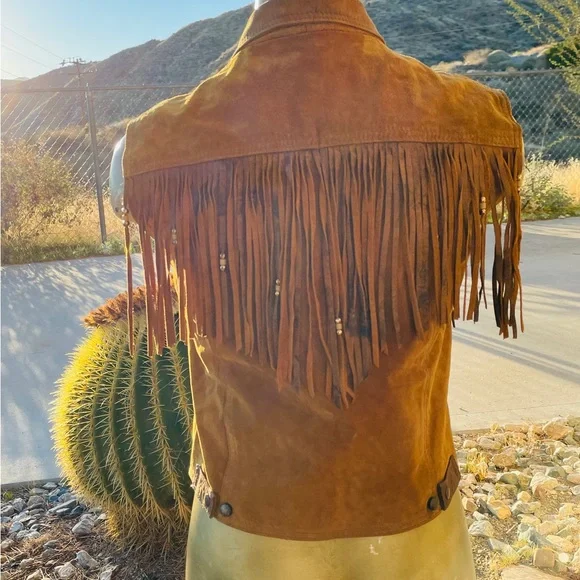 LEATHER RANCH Vintage 80’s SUEDE Western Beaded Leather VEST Size 1 - Picture 16 of 16